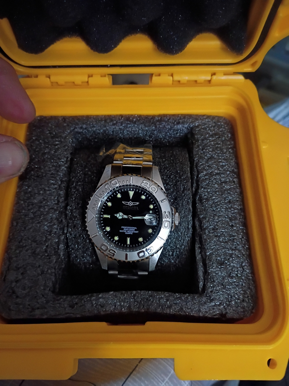 Invicta Stainless Steel Watch with Black Dial